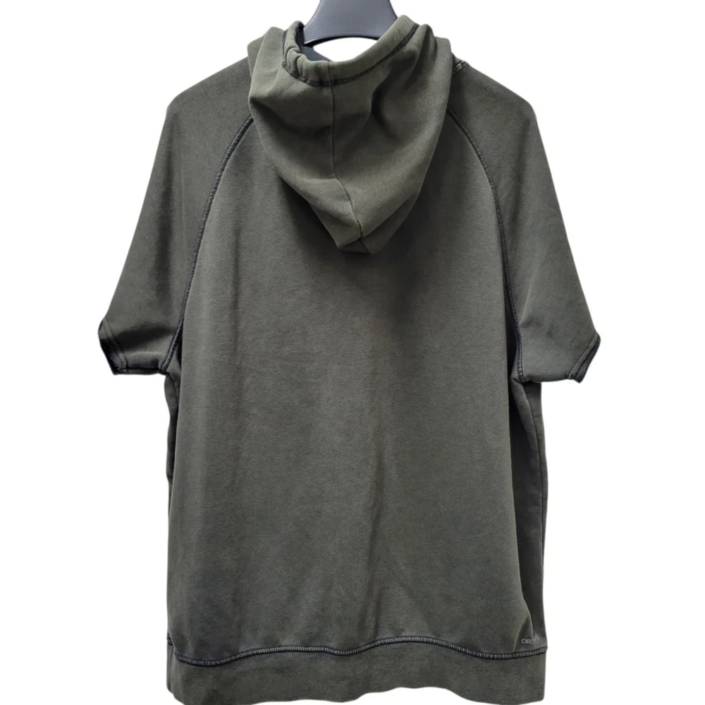 Nike Air Jordan Zion Short-Sleeve Hoodie Dri-FIT Olive Men Sweatshirt Size Large